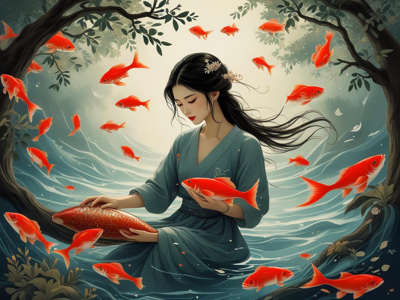 女人梦见自己亲手抓活鱼，潜意识之海的神秘馈赠